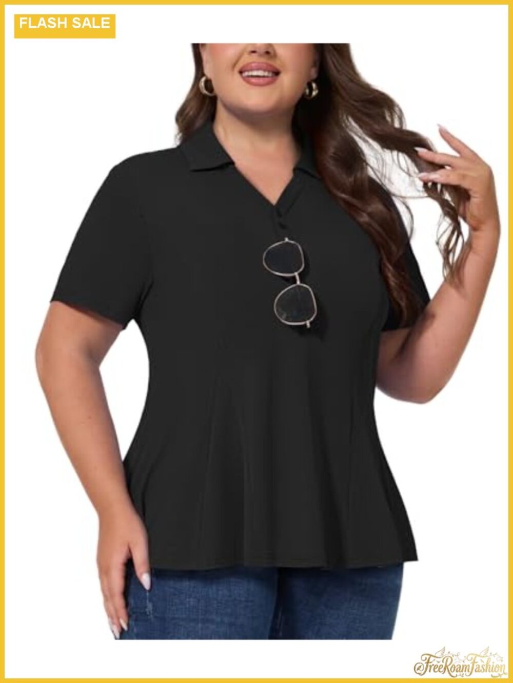 Plus Size Golf Polo Shirt UPF 50+ Sunglasses Holder Performance